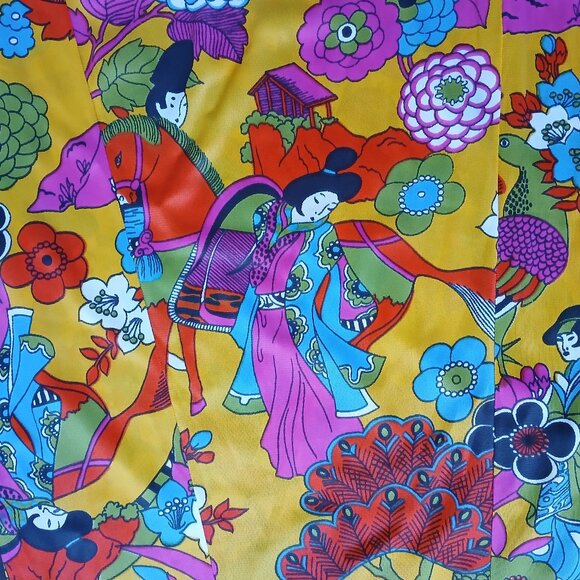 Stunning VTG Nighty 1960-70s Lingerie D'Amor by Molyclaire Size S Silky Oriental - Picture 15 of 16